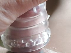 Wanking in my new jelly sleeve