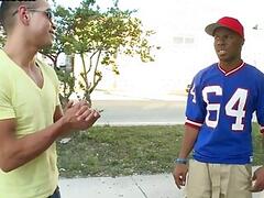 IR pierced stud fucks Black asshole outdoor for money