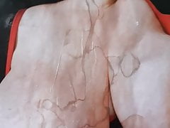 Cumming on a big tit porn mag