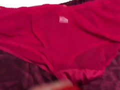 Cumming on mother in laws big silky panties and knickers.