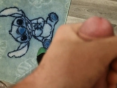 Fellow milking in shower