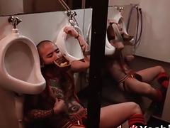 Yoshi Kawasaki fisted hard after drinking piss in public bathroom