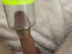 Stretching and bating young cock to orgasm