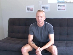 NEXT DOOR CASTING - Shaved amateur jock strokes his hard dick at audition