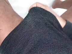 AT MY STEPMOM'S HOUSE   I CUMMED IN THE SHOWER SHOWING MY BIG COCK - VERY RISKY HANDJOB