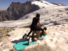Outdoor Pegging Poking on a real Glacier !