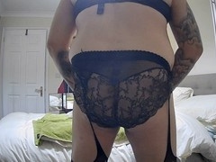 Sissy crossdresser, butt plugs, masturbation cum