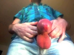 Close up, straight guy, precumming