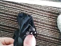 Wife's freshly worn panties & socks cum in slippers