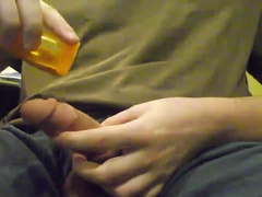 Jerking off with warm oil and a huge orgasm 2