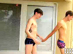 bony bottom lad facialized after barebacking session