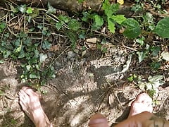 Me pissing naked in the forrest with my uncut cock