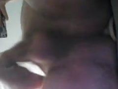 Fat gay jerking of with dildo in ass