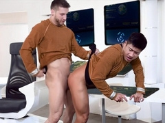 Appealing men share energized anal parody in crazy scenes