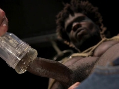 Black male slave gets sexually ravished by pair of dominant lovers