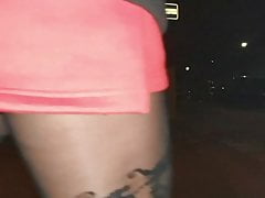 Night walk in short skirt