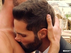 Watch this monstrous wood get his face covered in cum after deepthroating and fucking hard