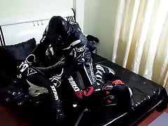 TWO BIKERS HAVE FUN IN LEATHER AND RUBBER SUIT WITH PP PART2