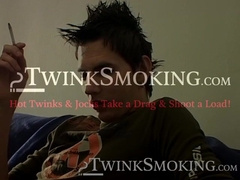 Hung Antony puffs his cigarette while stroking his big dick