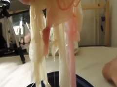 Awesome Wet Condom Play In New SIL FF Nylons