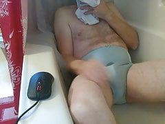Smelling my wifes dirty panties and pissing my Bali panties