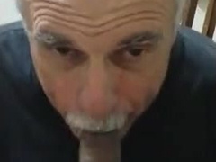 Old daddy give me blowjob and eat my cum 6