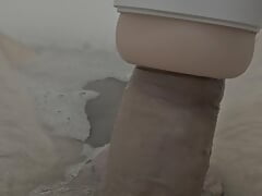Cumshot sex toy bathroom