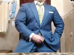 Big-Cock Daddy Strokes in Suit