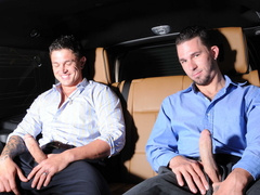 Steamy blokes share the backseat for nothing but anal perversions on camera