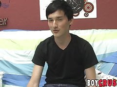 Twink interviewed before he strips and works his ass