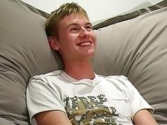 Stunning teen jerks off his thick cock
