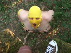 Pissing Master Uses Slave Outdoors for Pleasure