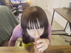 Sissy Crossdresser Sucks Dildo