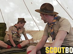 ScoutBoys - Sexy, smooth scout boys wrestle then bang bareback in tent