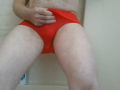 Cum and Piss in my red Shadowline Panties