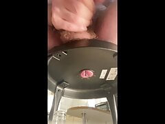 Beating my uncut cock while inserting a bottle in my hairy butthole, and a cumshot in your face.