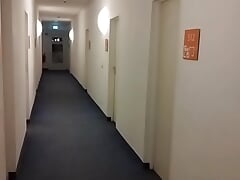 Guy risky masturbate and cum in the hotel corridor