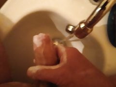 I clean my cock 1