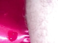 Crossdresser no hands Cum pink satin panties