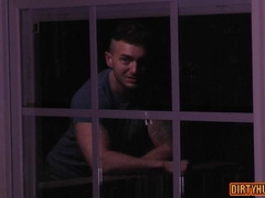 Watch this muscular dude take a facial after assfucking his girlfriend's ass