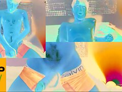 Nico bathes in oil while masturbating