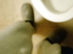 Pissing in a public toilet, uncutted cock. #13