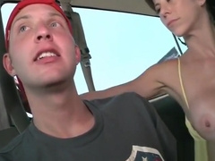 Blonde gay rides straight cock in the bus
