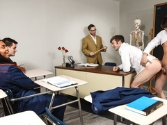 Classroom-based 3some with Johnny Rapid, Grant Ryan, and Aaron London
