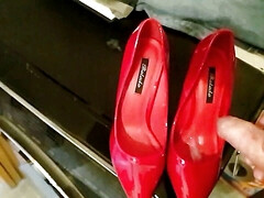 Red high heel my gf cum