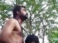 Indian guy sucking cock outdoors and licking cum