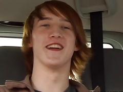 Cute twinks nasty threesome fuck in van