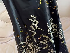 Cumming on silk nightie