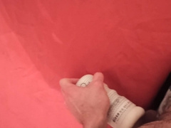 XXL dinky finishes off in love glove fucktoy