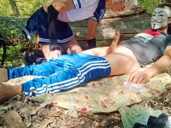 Cute Femboy Cosplayer With A Beautiful Body Sucks Foxs Big Cock In Public